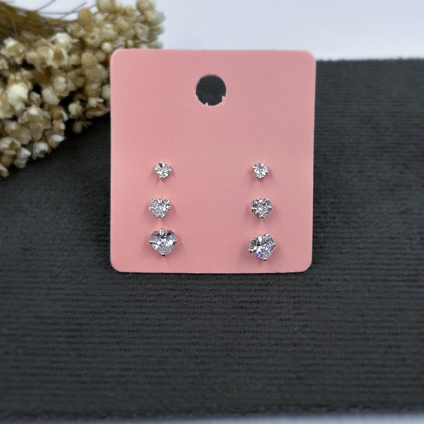 Kit Brincos De Coração com Zircônias Brancas em Prata 925