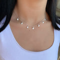 Choker em Prata 925 com Elos Iguais e 7 Pingentes Redondos Lisos