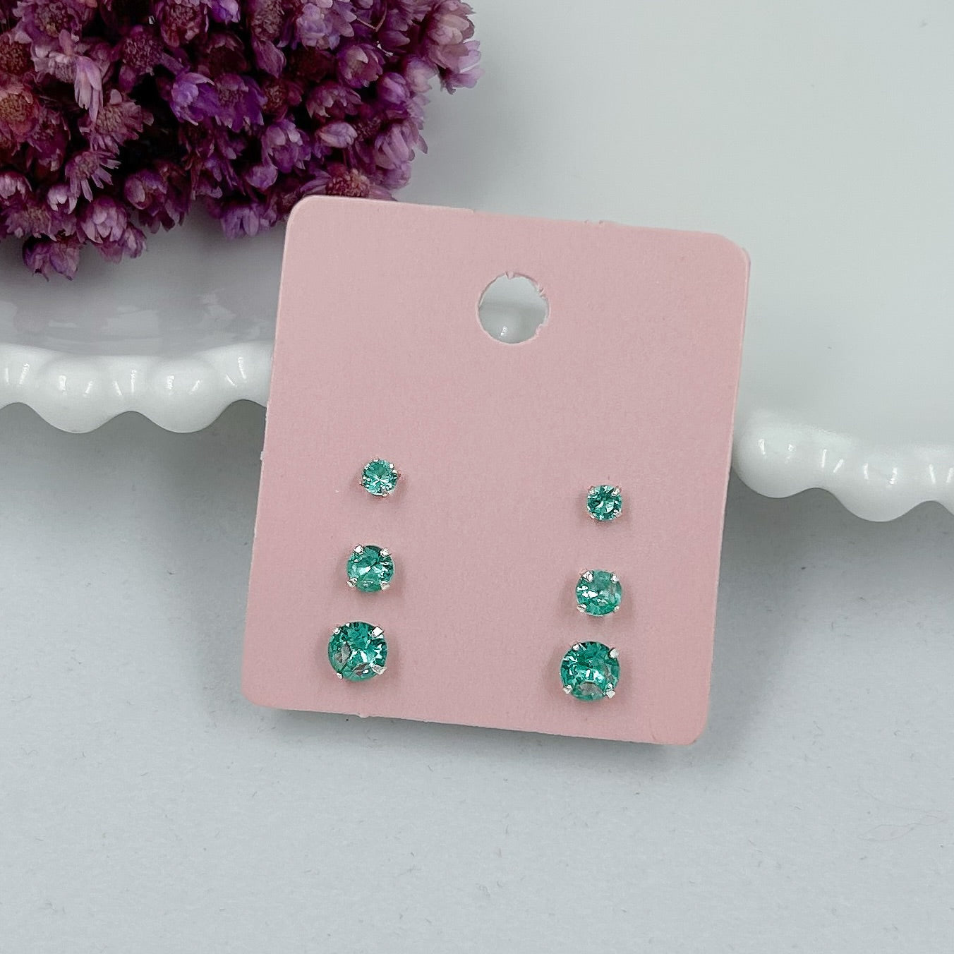 Kit Brincos Redondos com Pedras De Zircônia em Prata 925