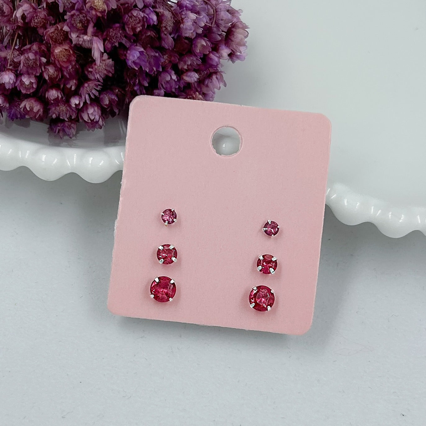 Kit Brincos Redondos com Pedras De Zircônia em Prata 925