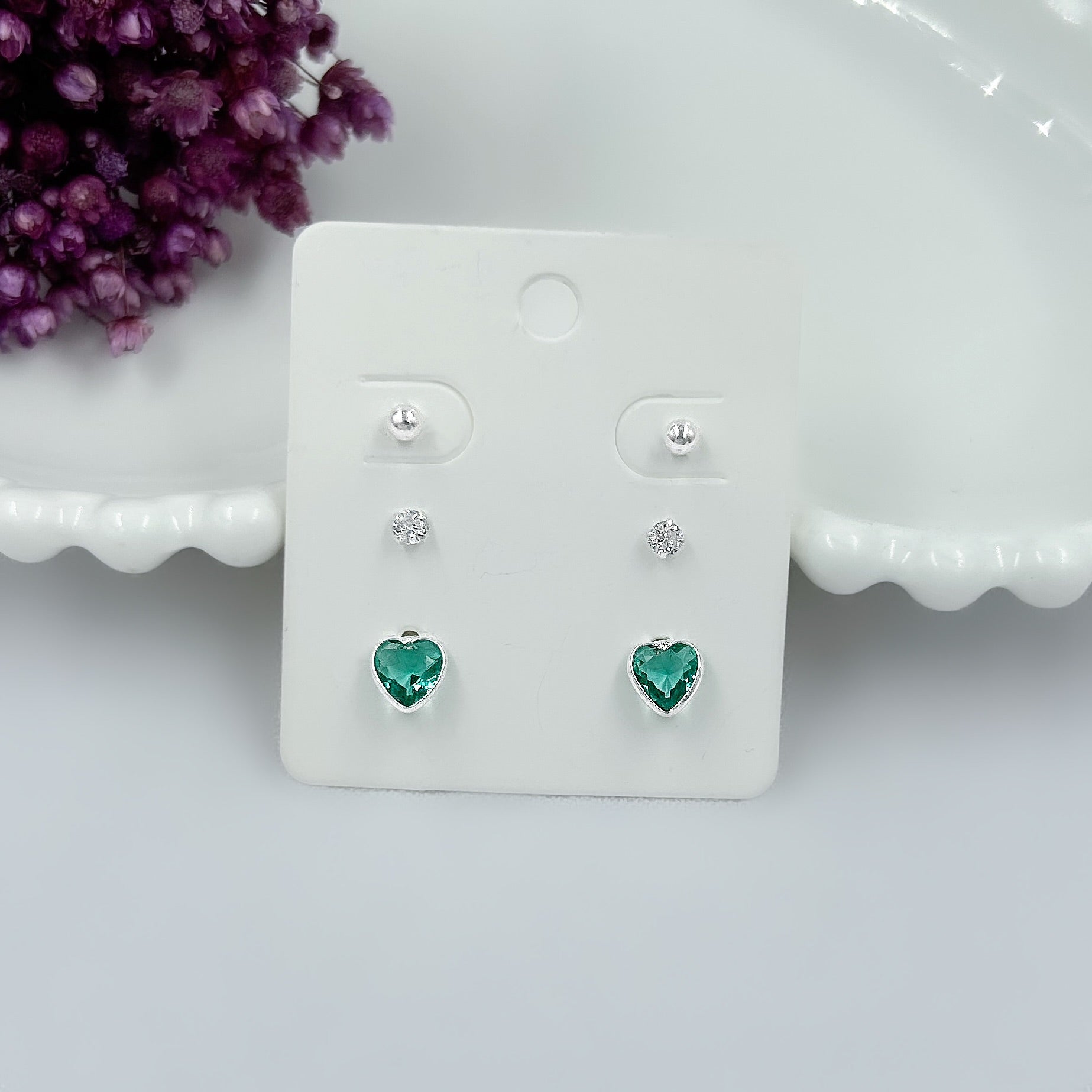 Trio De Brincos de Prata 925 Exclusivos De Cristais