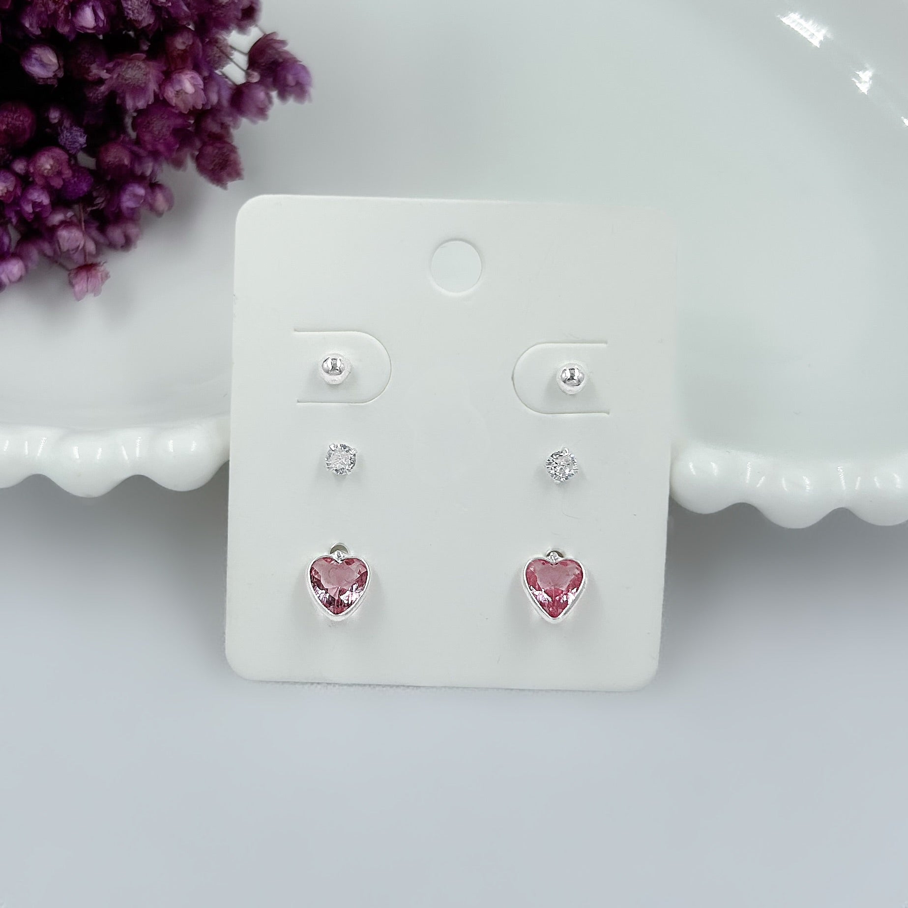 Trio De Brincos de Prata 925 Exclusivos De Cristais