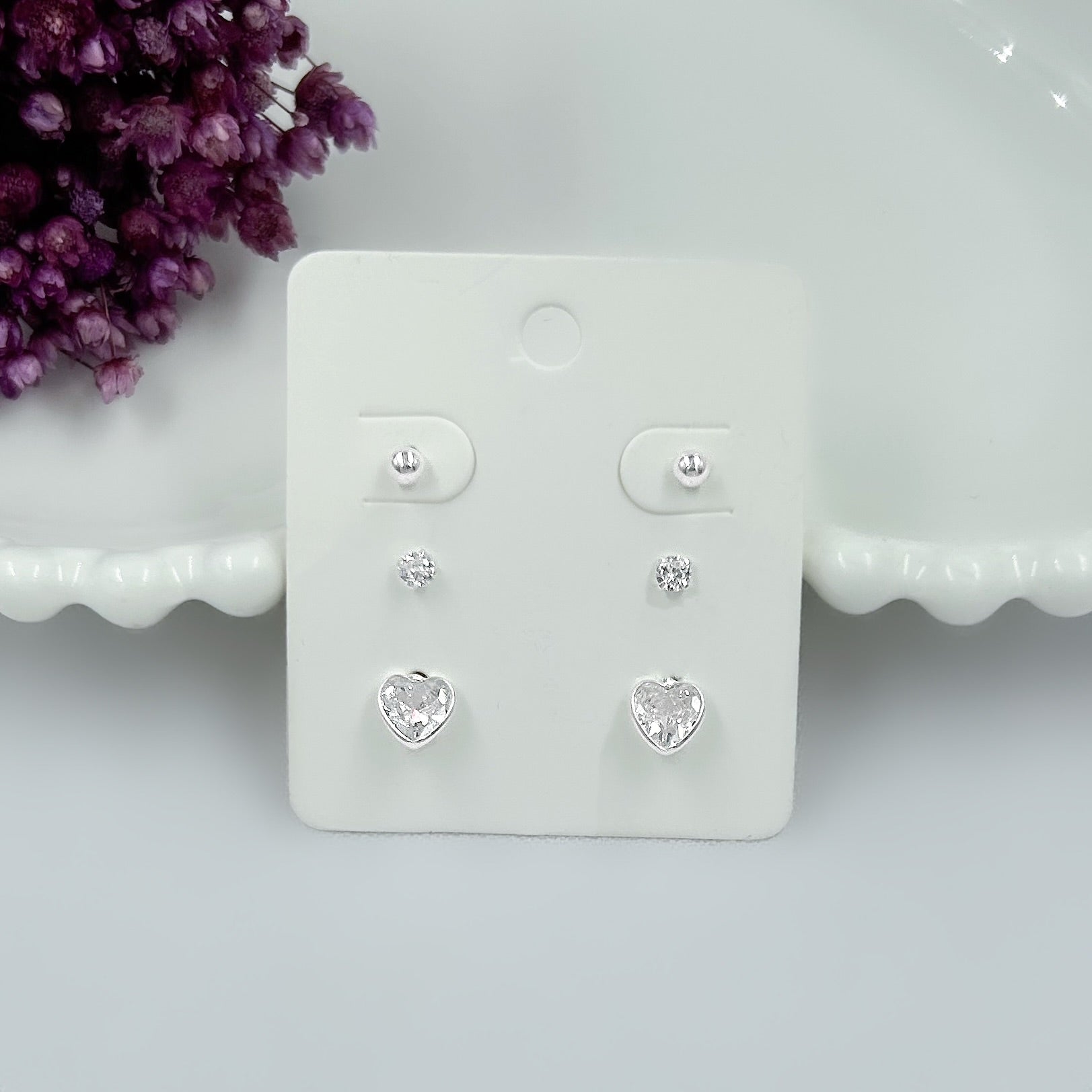 Trio De Brincos de Prata 925 Exclusivos De Cristais