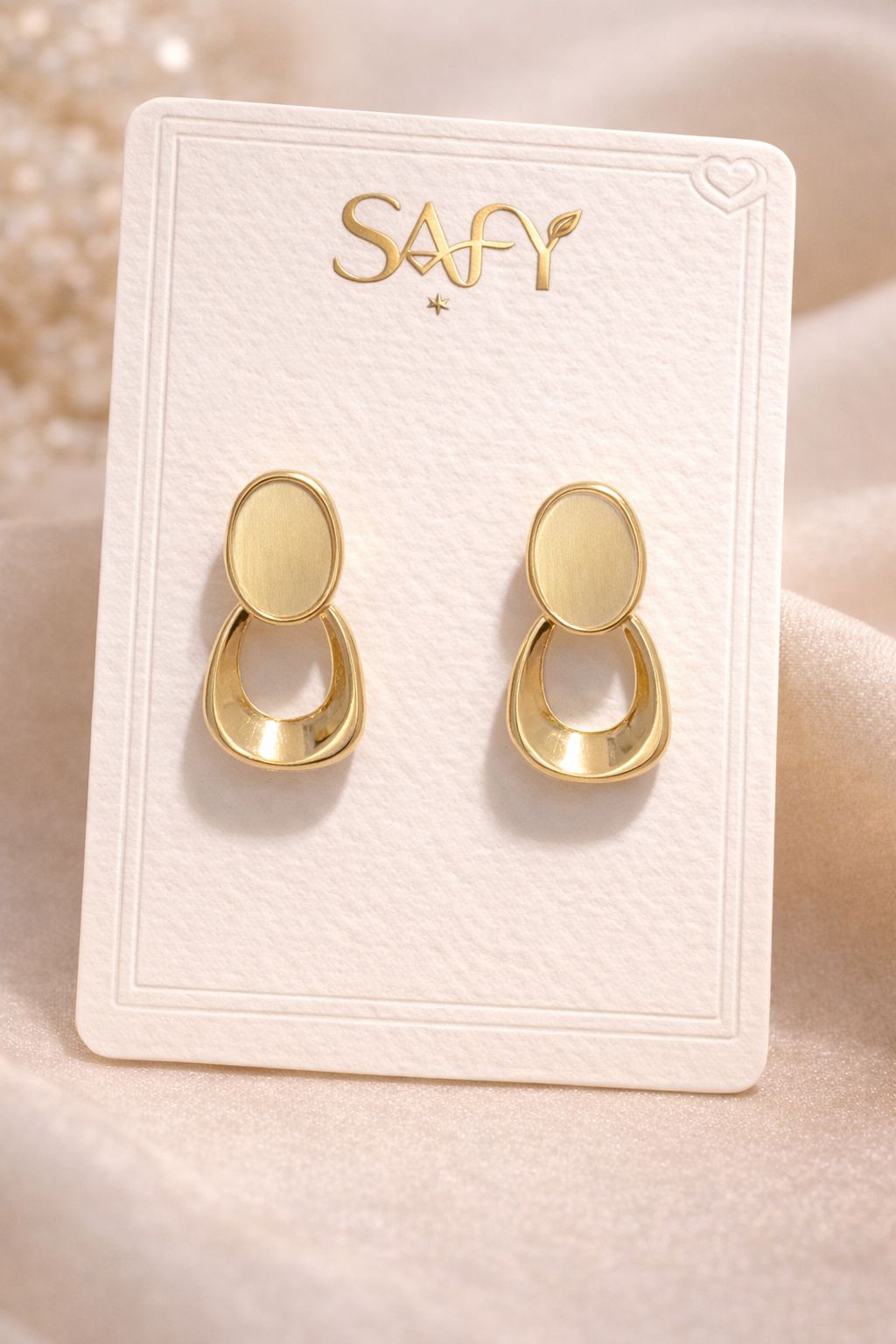 Brinco Elegance Duo Oval Banhado a Ouro